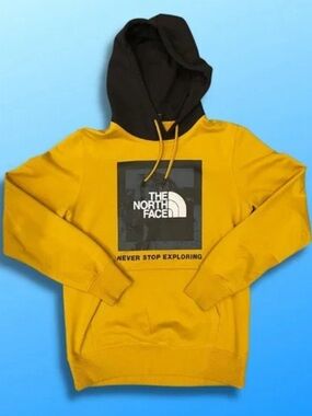 The North Face Yellow Hoodie with Black Hood and Logo